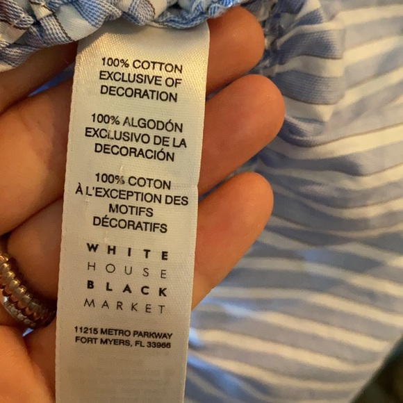 WHBM blue & white striped off shoulder top - Picture 12 of 13